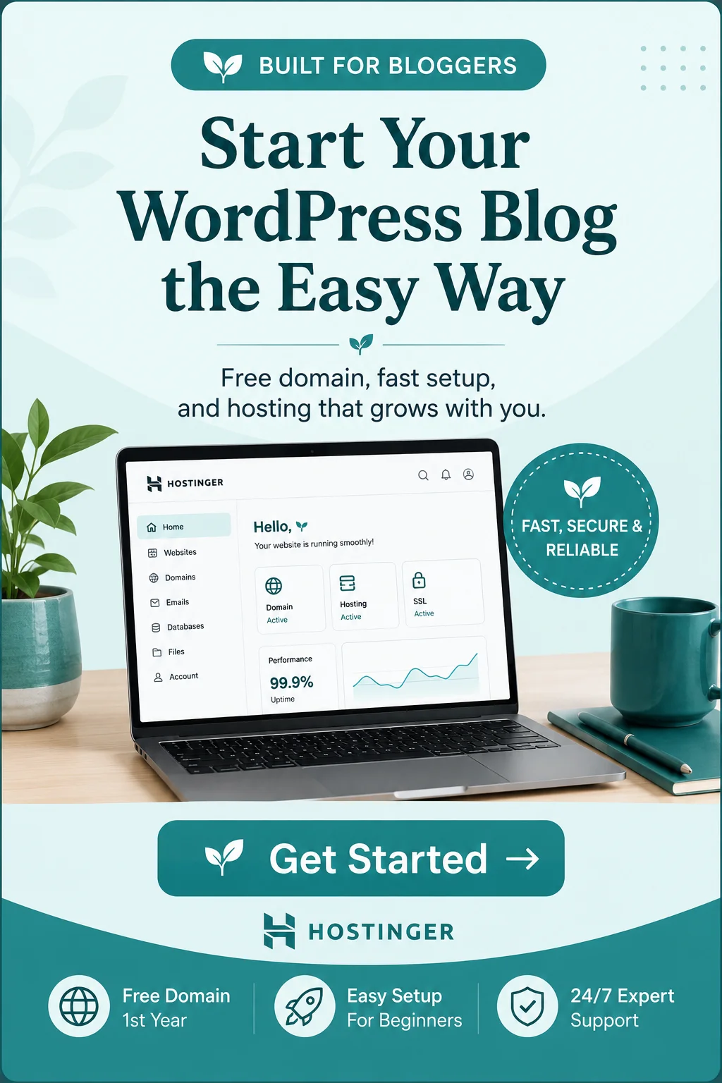 Built for bloggers: Start your WordPress blog the Easy Way (Hostinger)