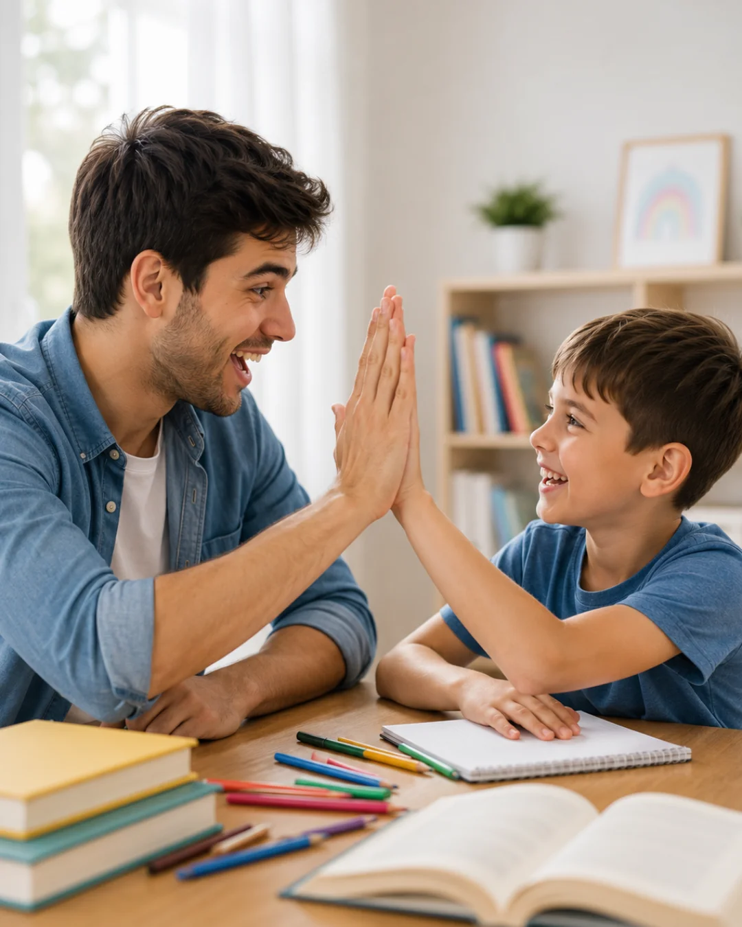 Family learning together at home