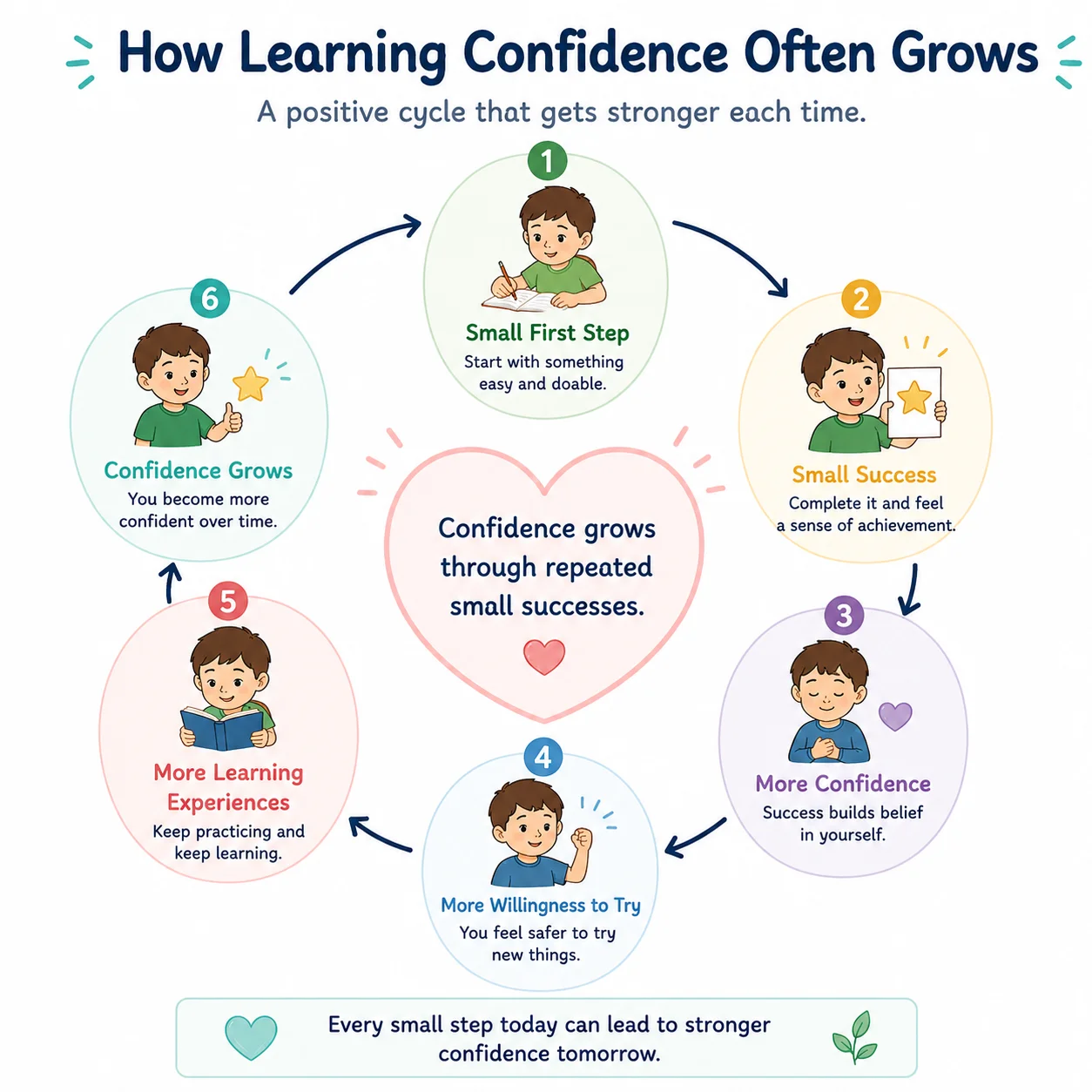 How Learning Confidence Often Grows Confidence Building Diagram