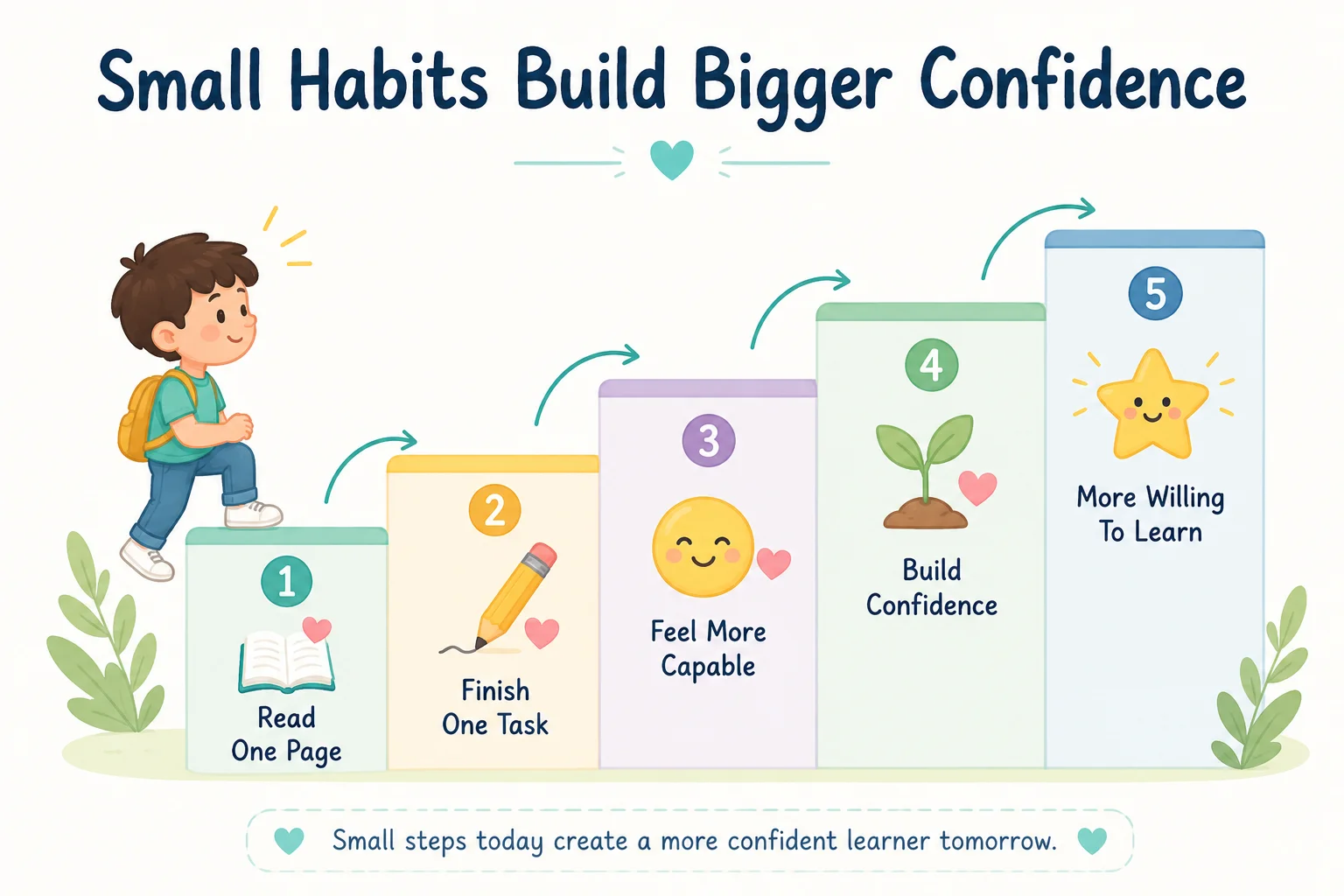Confidence Building Study Habits Visual for Younger Children